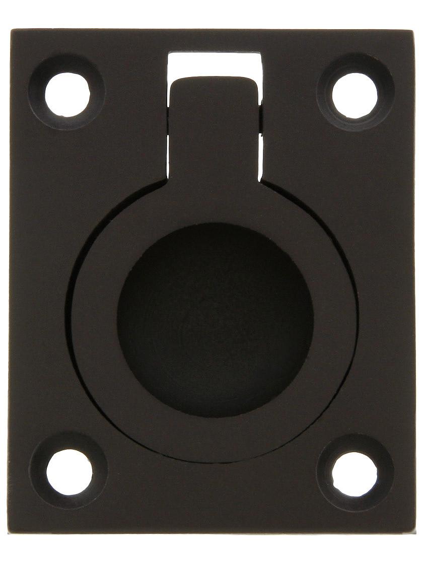 Small Solid Brass Flush Mount Ring Pull 1 7/16Inch x 1 3/4Inch